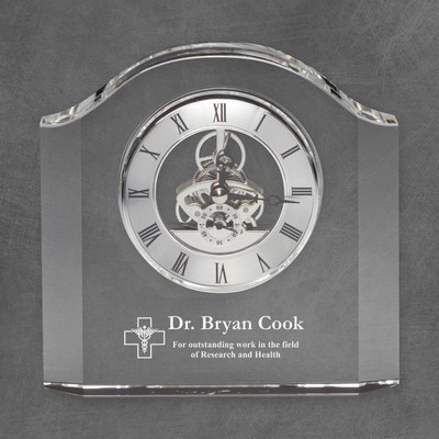 Personalized Crystal Clock with Caduceus for Doctors
